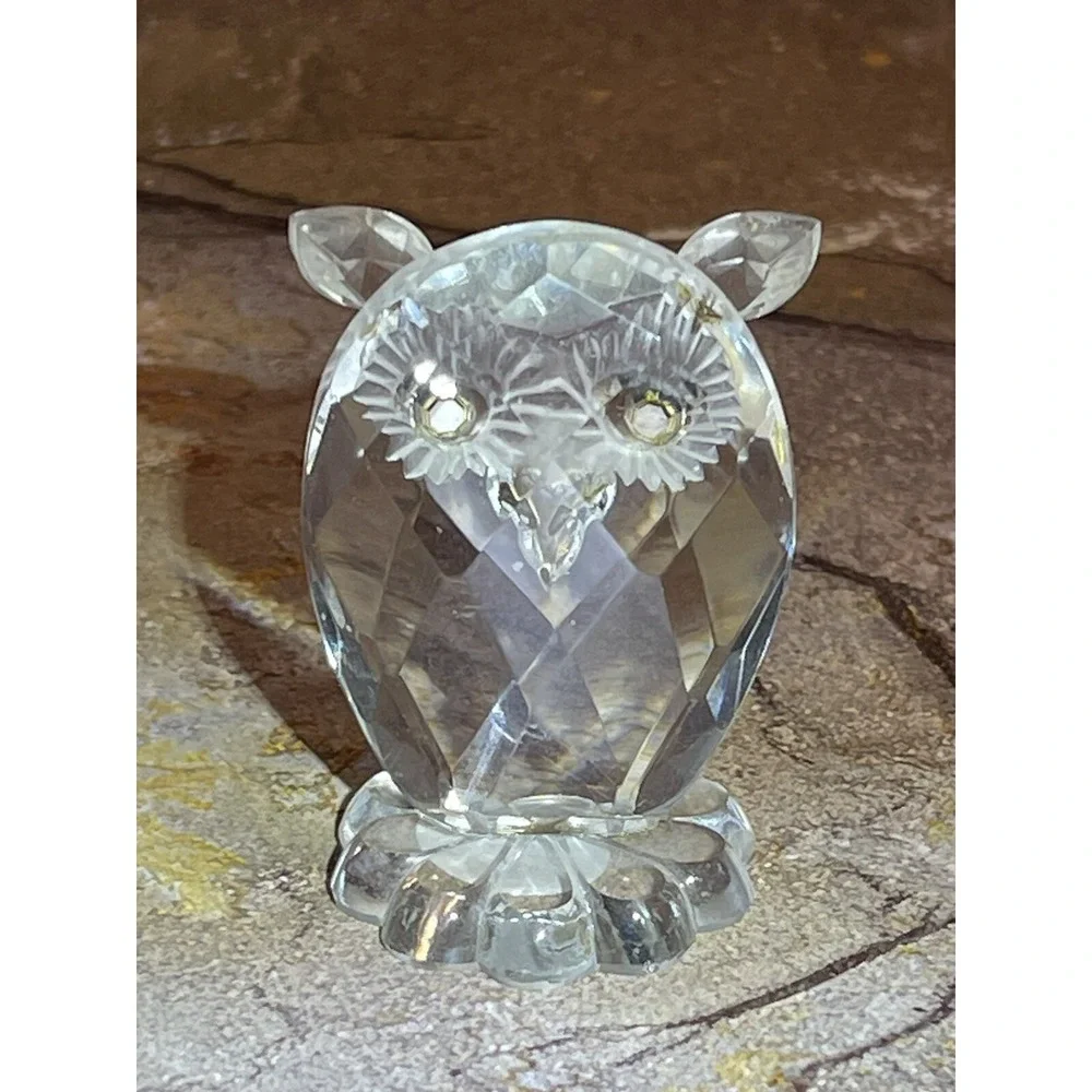 Sklarny Bydzov Crystal Glass Owl Figurine Crystal from Bohemia Handmade